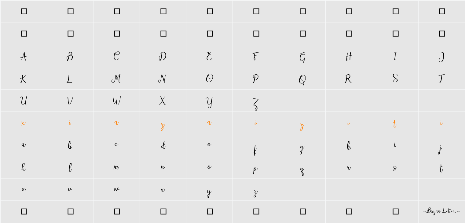 Bryan Letter 字符映射表