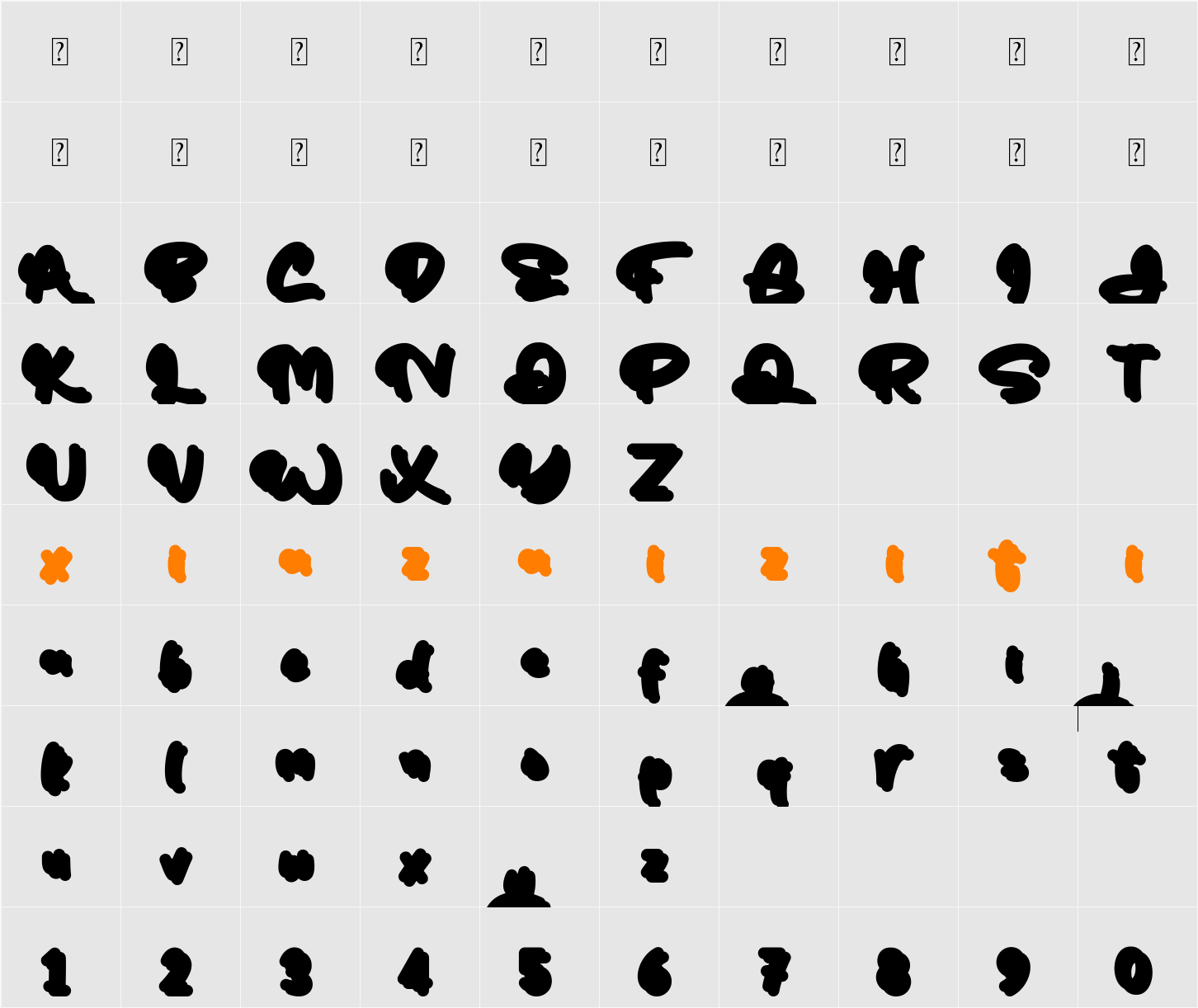 Easter Holiday Shadow 字符映射表