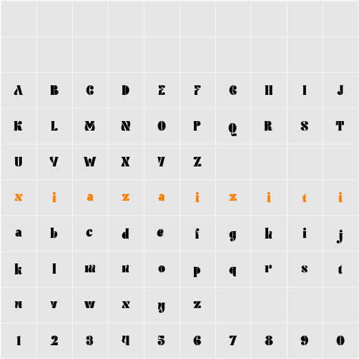 Broda 字符映射表