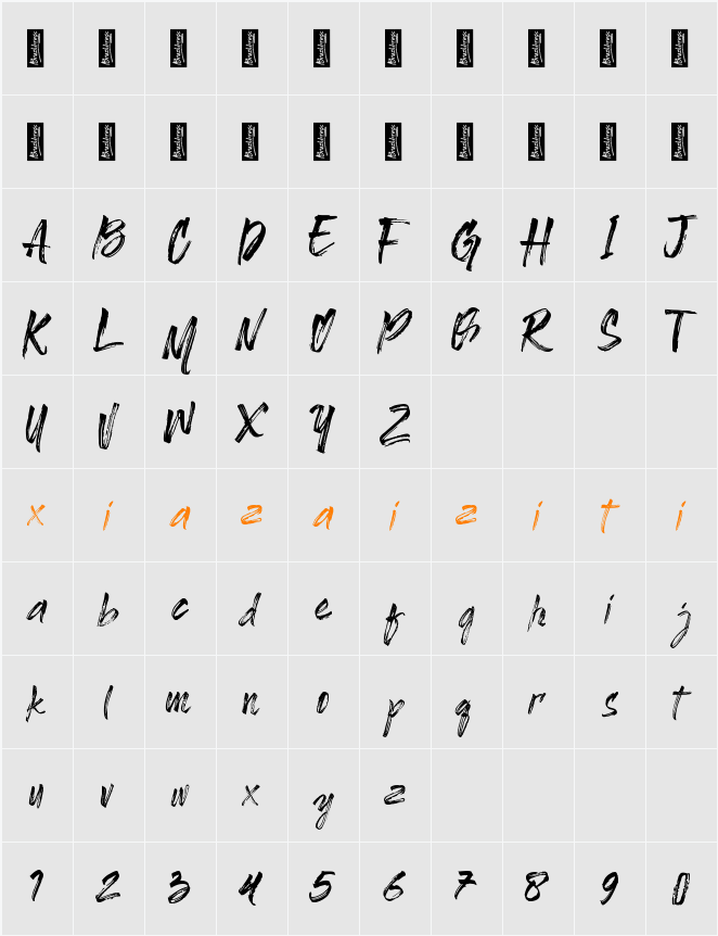 Brushbress 字符映射表