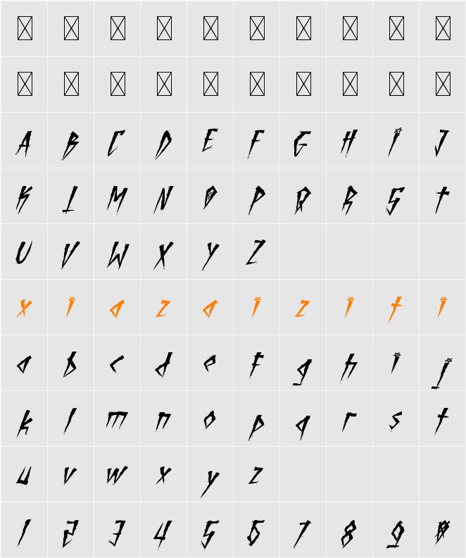 Brutal Brushstrokes One 字符映射表