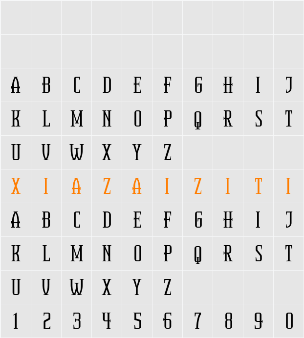 Bronte 字符映射表