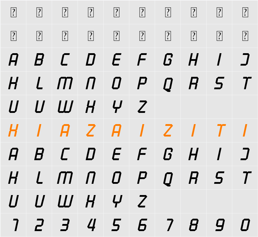 Georgia 1926 Extra Bold Italic 字符映射表