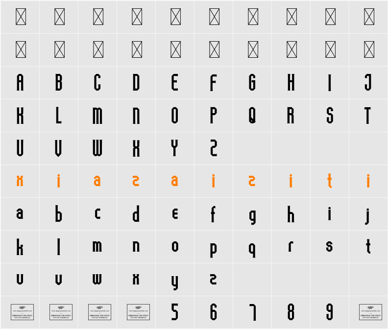 Diamond Shape Free 字符映射表