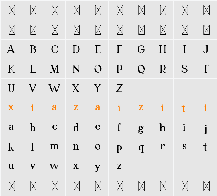 CF Ellara Domian 字符映射表