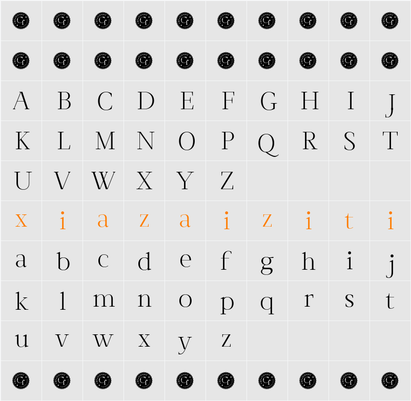 CF Lokira Demo 字符映射表