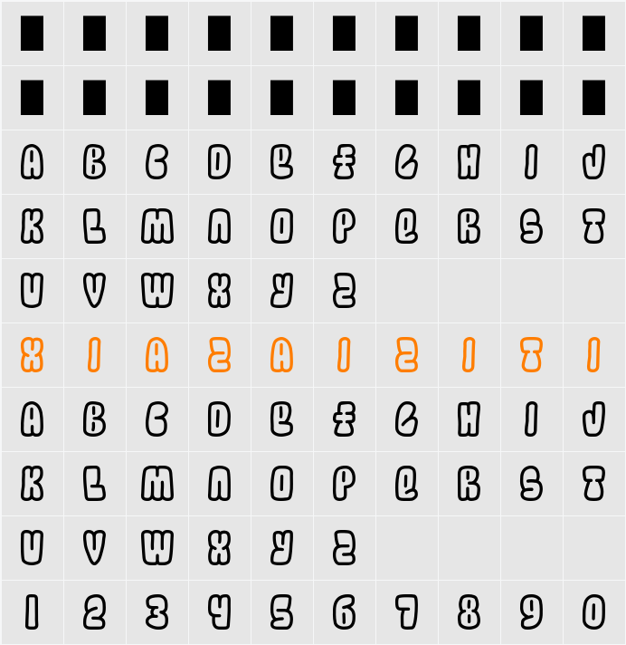 Bubblez Graffiti 字符映射表