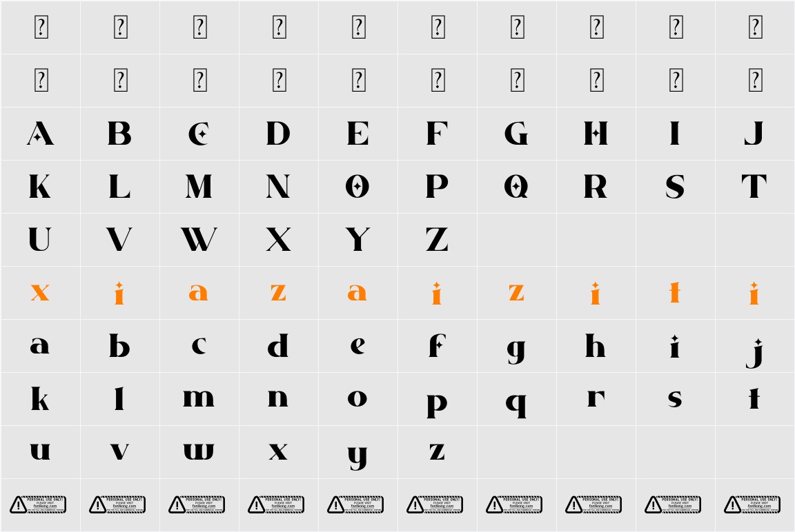 Flawless PERSONAL USE ONLY! 字符映射表