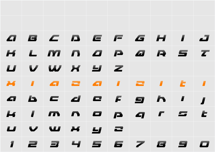 Furian Halftone Italic 字符映射表