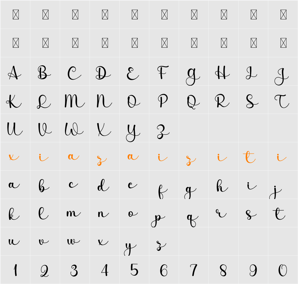 Everlast Martina 字符映射表