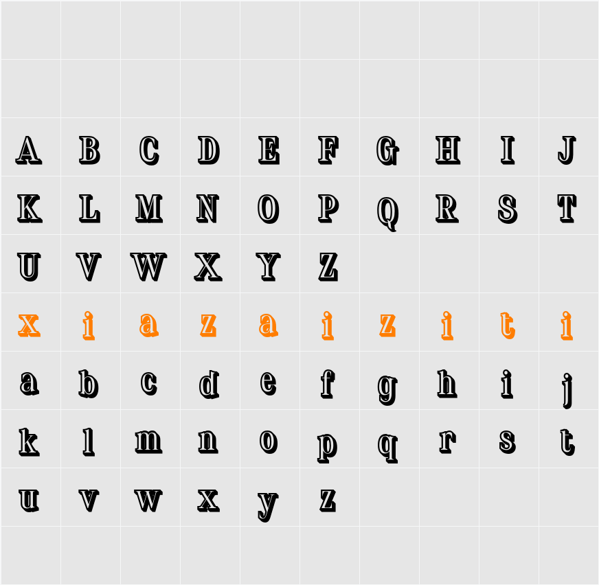 Dincy 3D Demo rudeRight 字符映射表