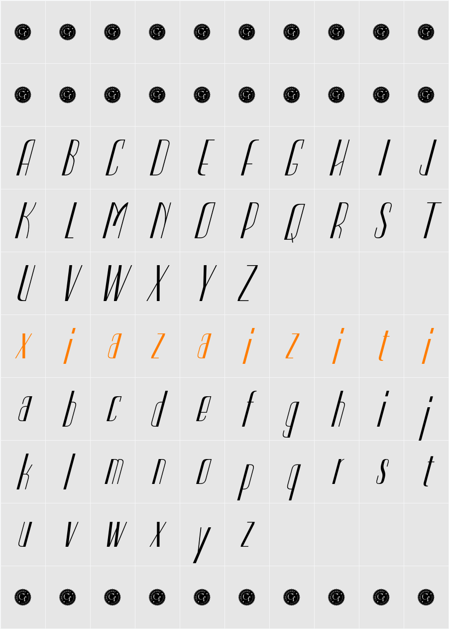 CF Lusso Demo Ita 字符映射表