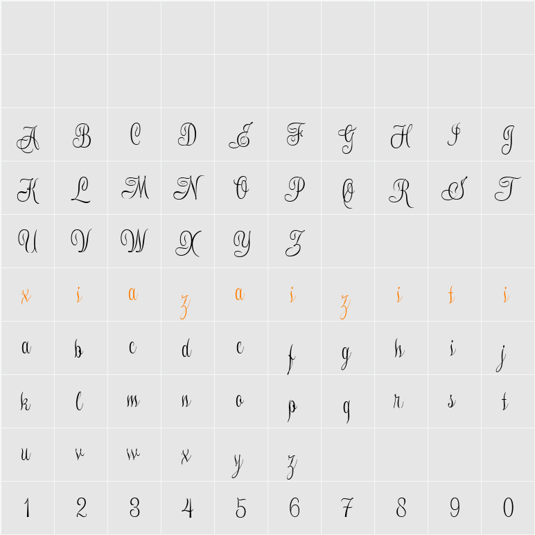 Demo Silverbell 字符映射表