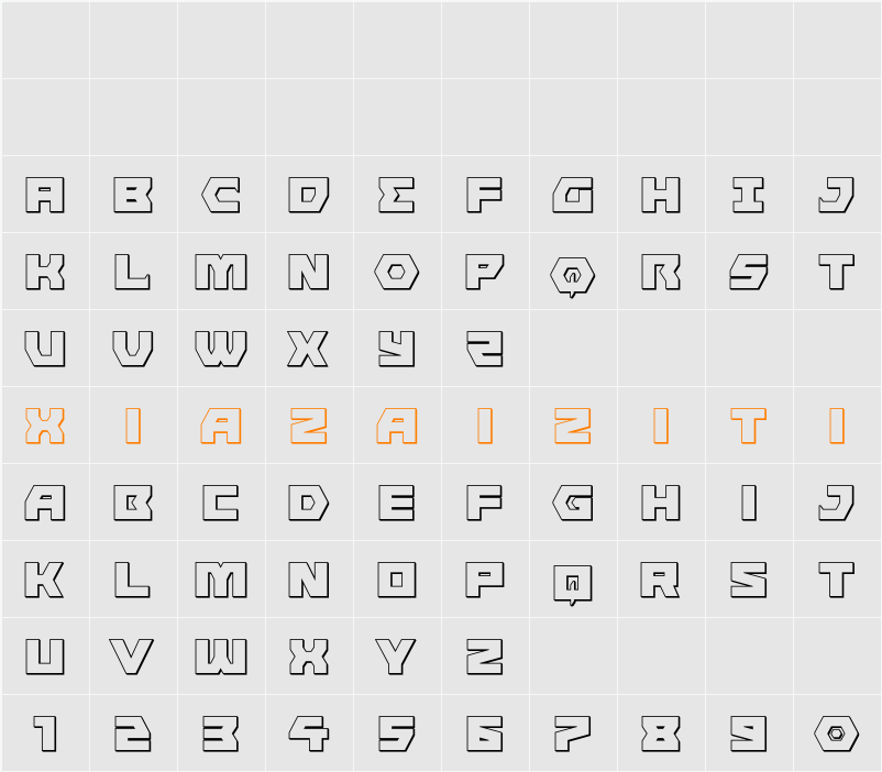 Cyberform 3D 字符映射表