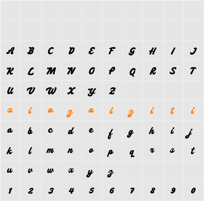 Demo Hesteria 字符映射表