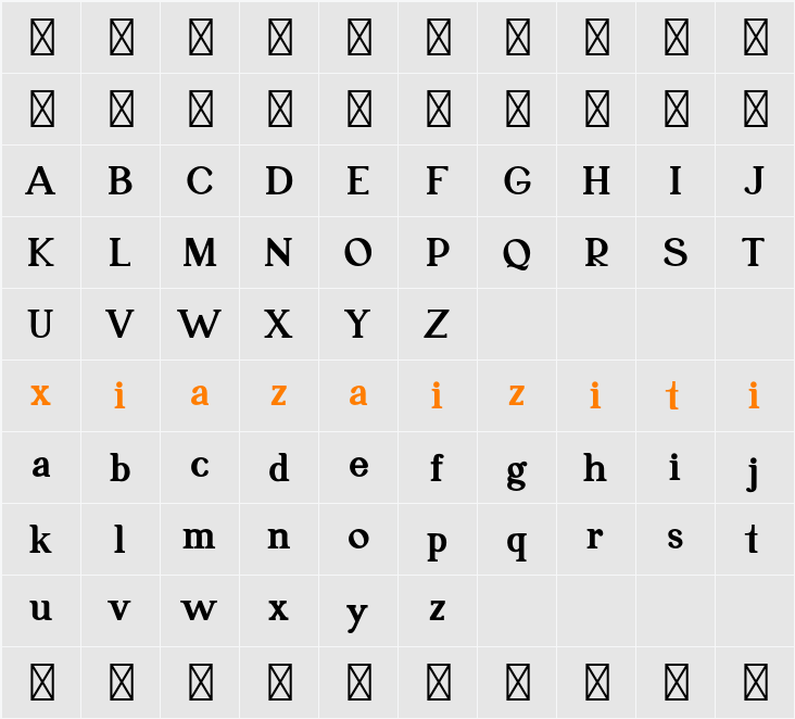 CF Ellara Domian 字符映射表