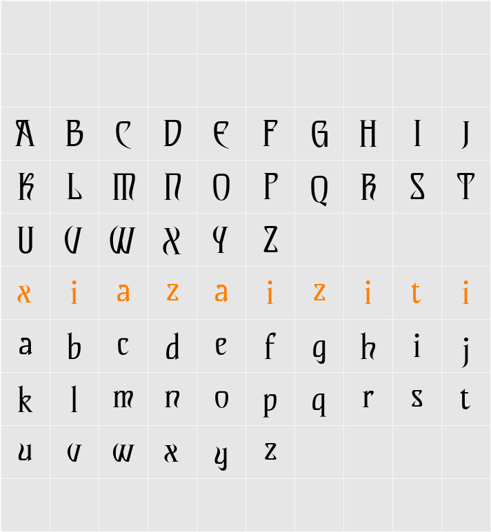 CS Aletha Demo 字符映射表