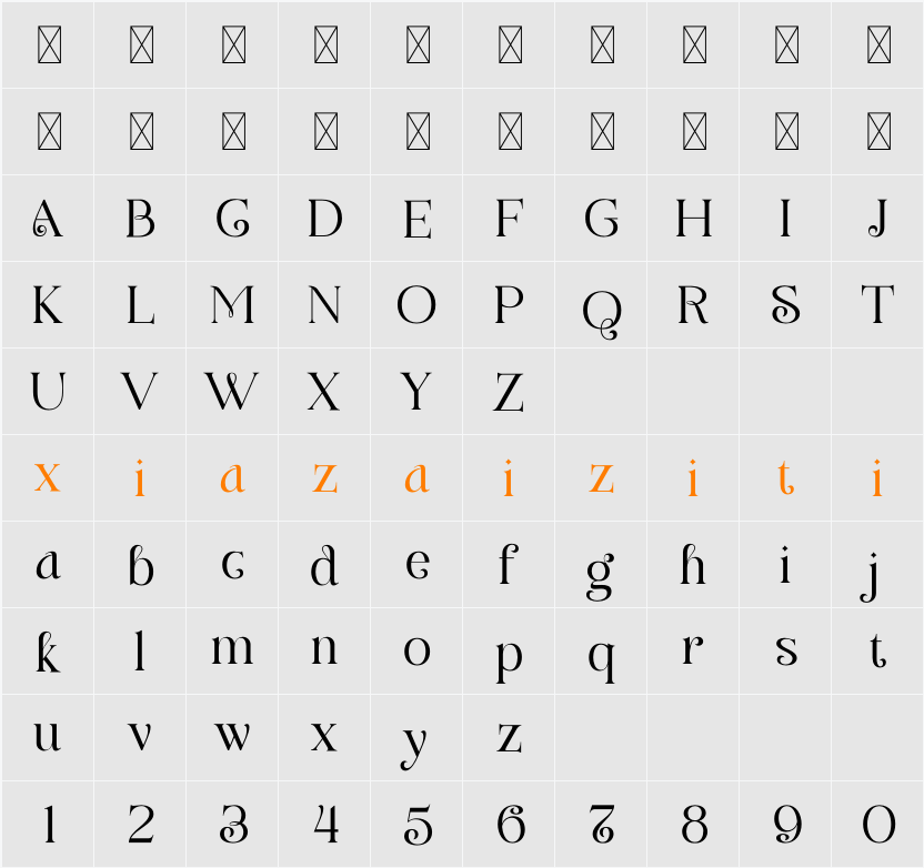Figerly 字符映射表
