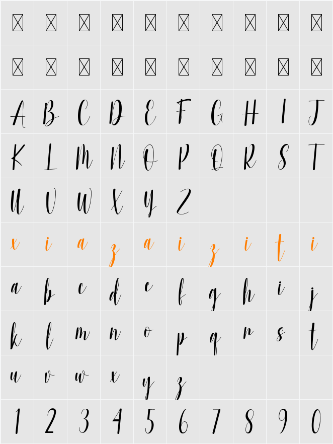 Candy Honey 字符映射表