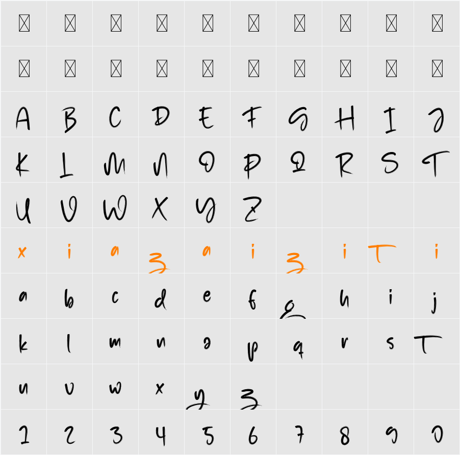 Brush Signature 字符映射表