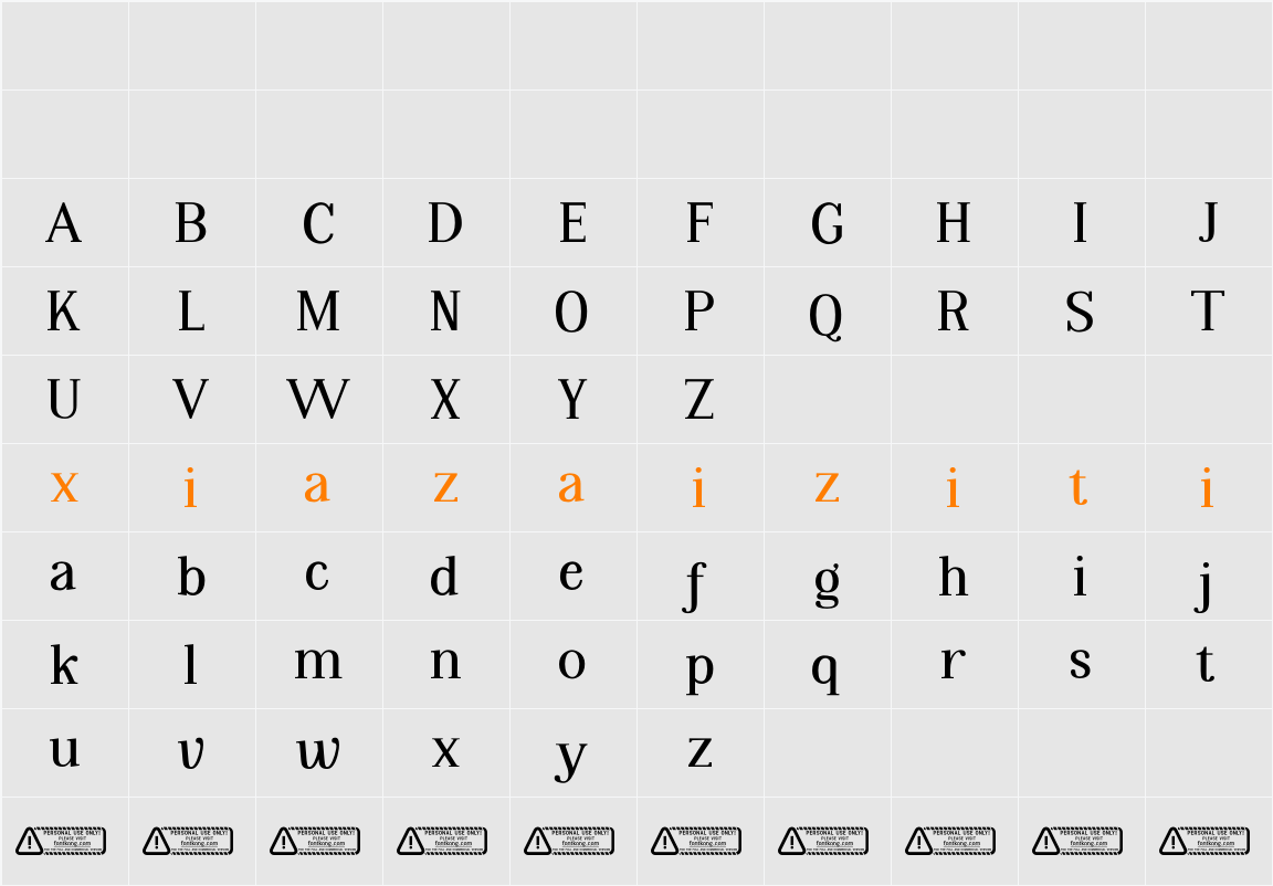 Fineta PERSONAL USE ONLY! 字符映射表