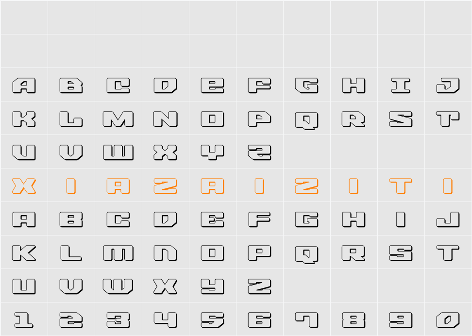 Fawkes 3D 字符映射表