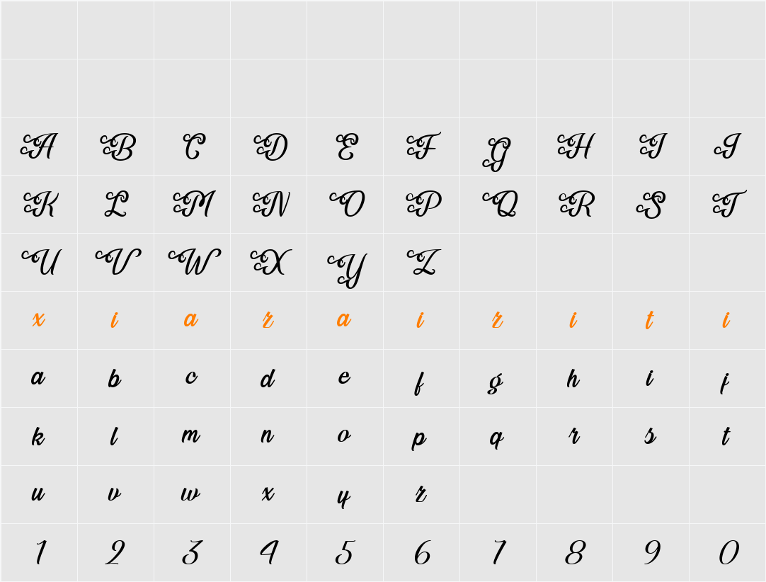 Festive December 字符映射表