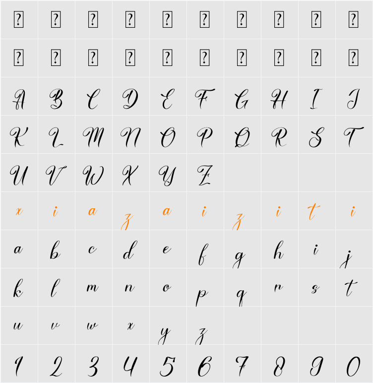 Emilleya 字符映射表