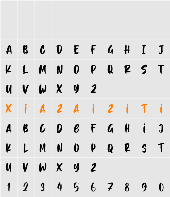 Brush Blaze 字符映射表