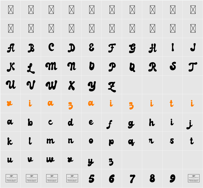 Galleon Free 字符映射表