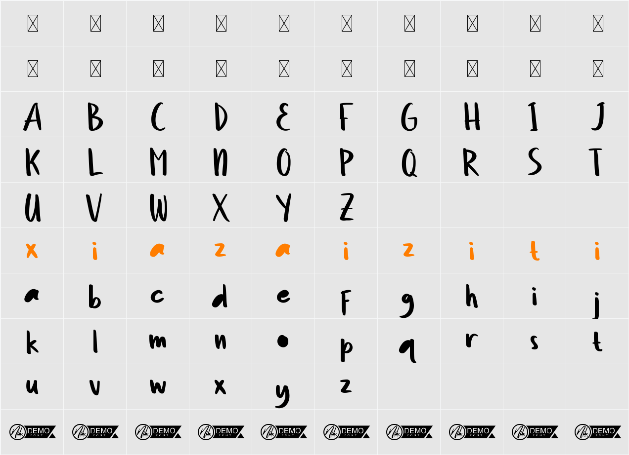 Denting Irama Demo 字符映射表