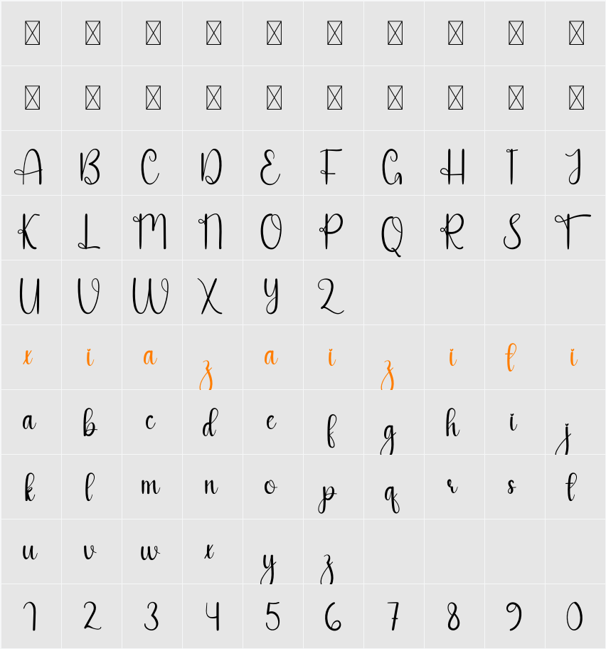 Dear Santa 字符映射表