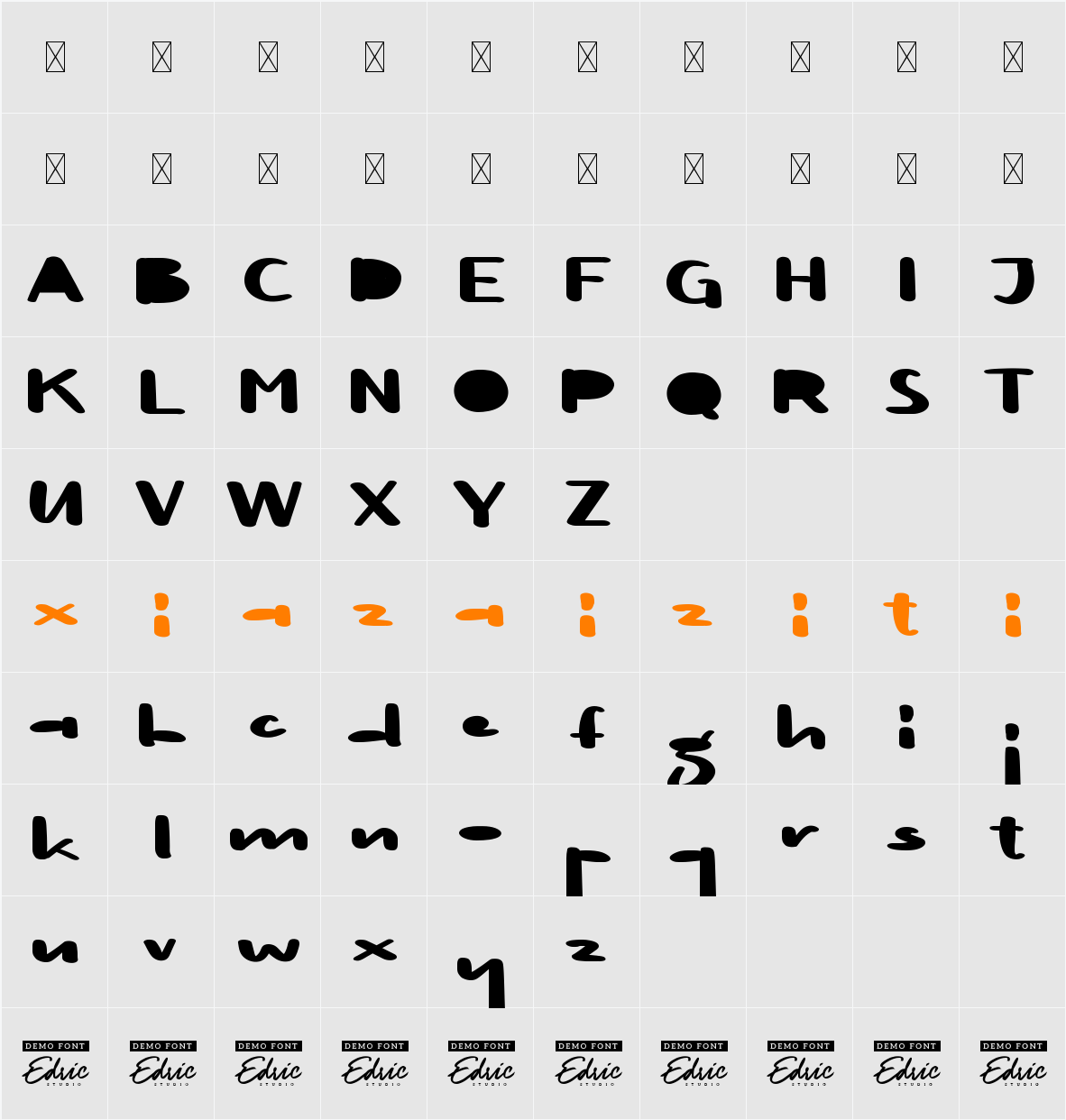 Burger M Demo 字符映射表