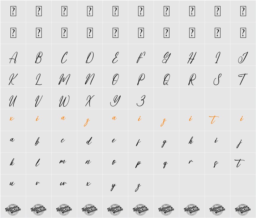 Florentine Natural DEMO VERSION 字符映射表