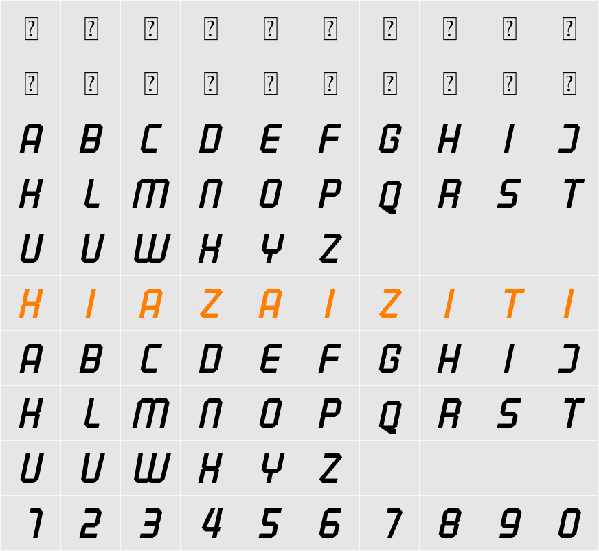 Georgia 1926 Black 字符映射表