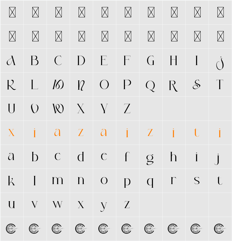 Jacksboro Demo 字符映射表