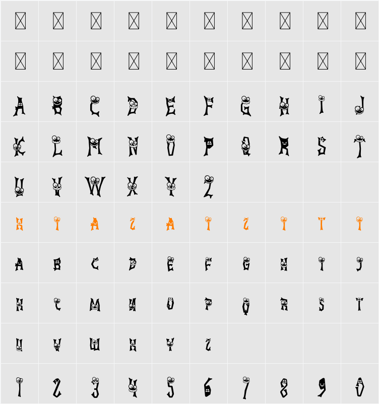 Ghostly Guffaws Scary 字符映射表