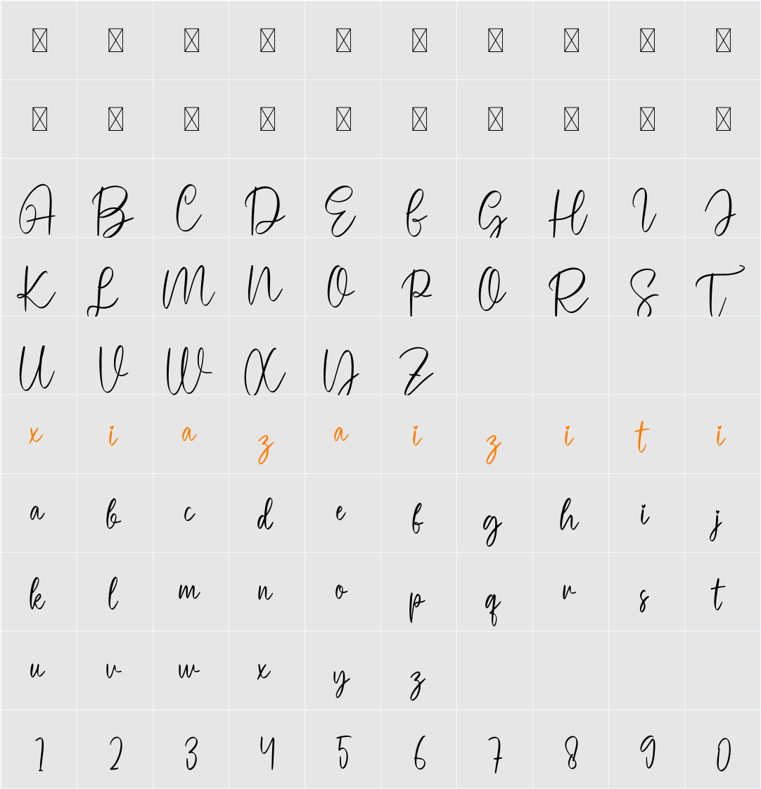 Hello Brother 字符映射表