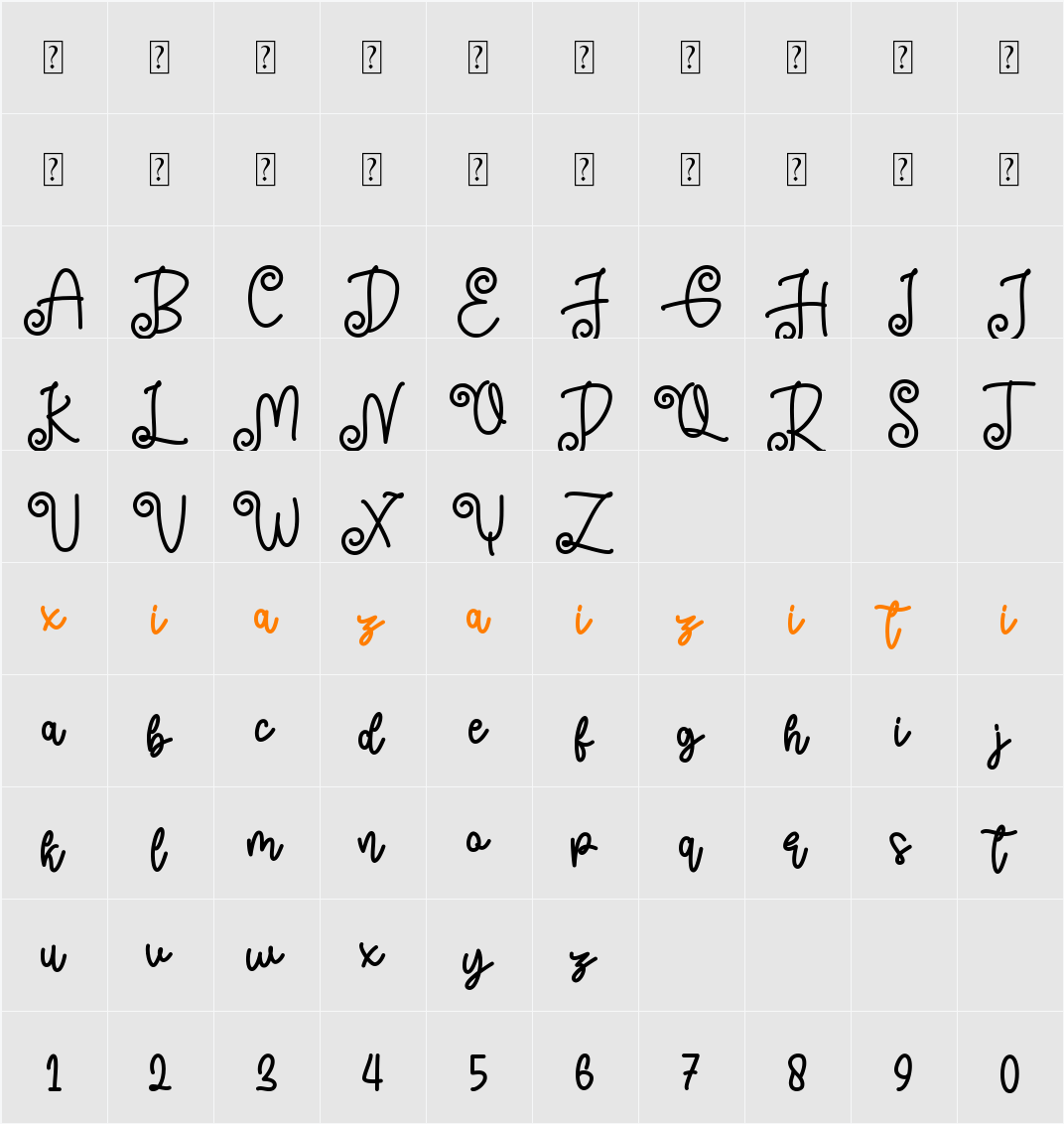 Hesty and Gita 字符映射表