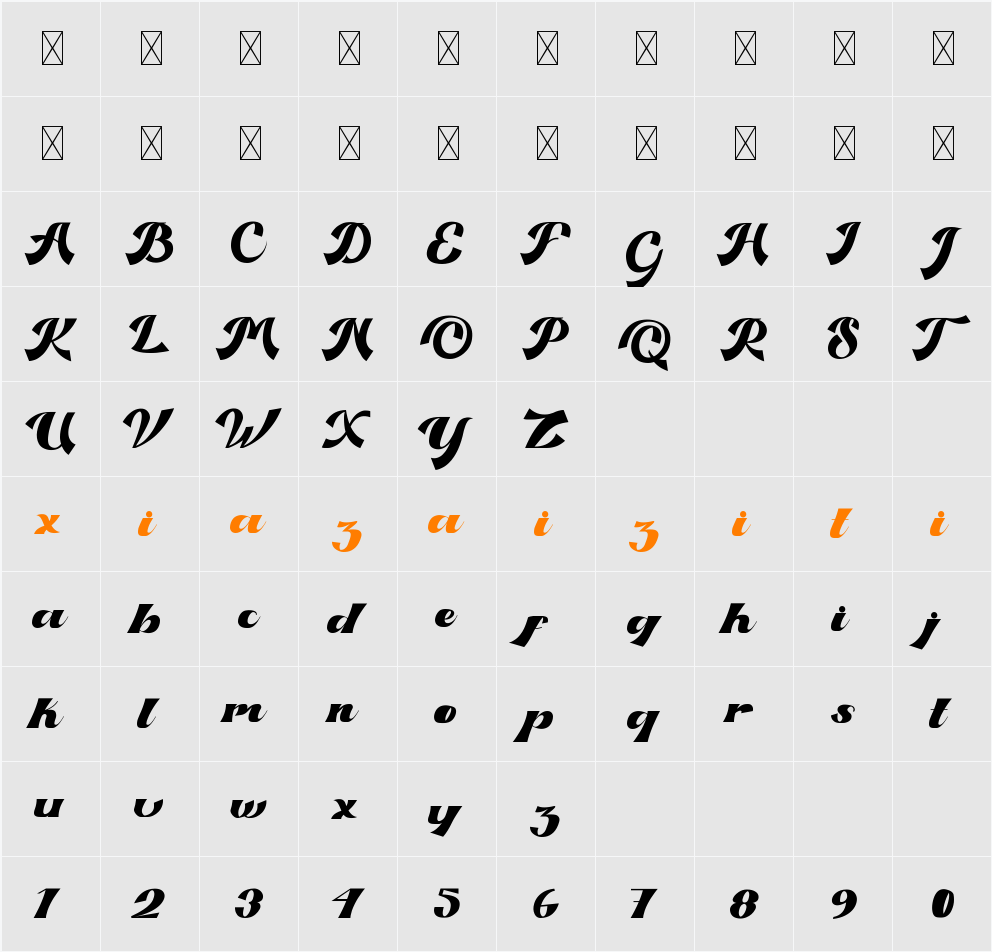 Kasabina 字符映射表