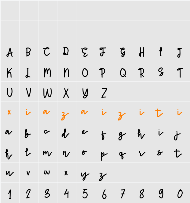 Liquid Emerald 字符映射表