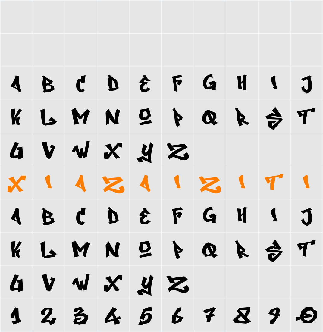 Jack and Zeky 字符映射表