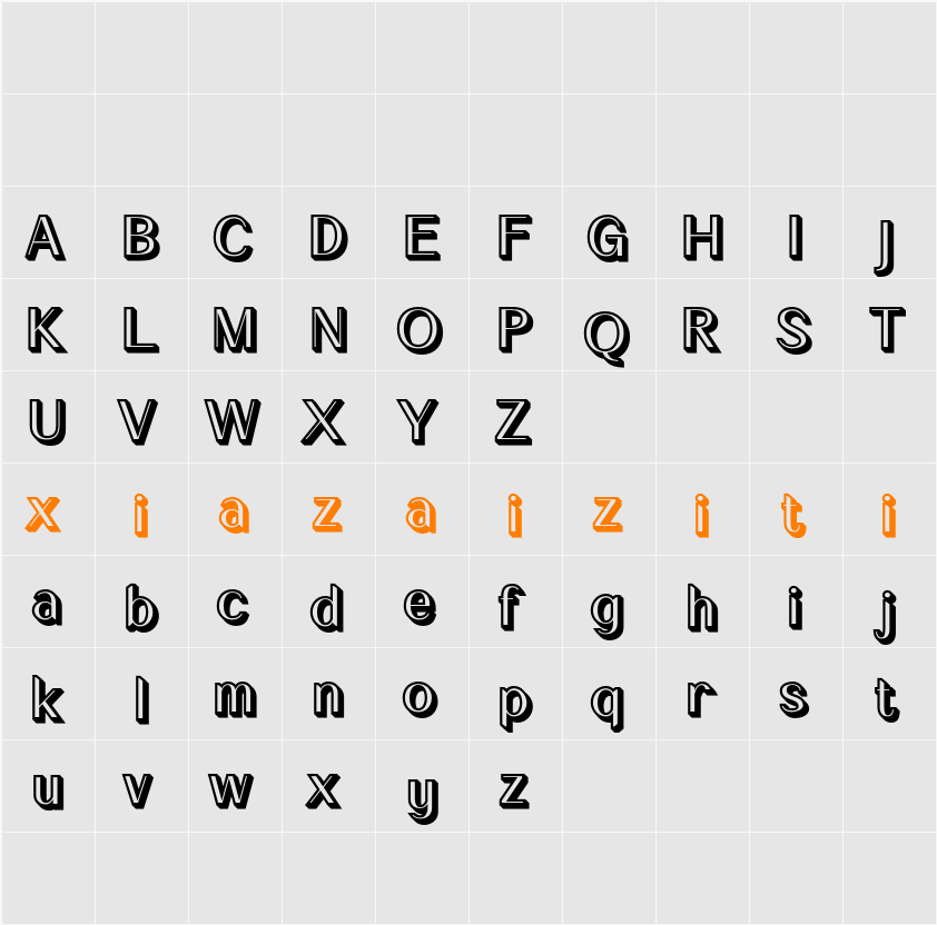 Impana 3D Demo rudeRight 字符映射表