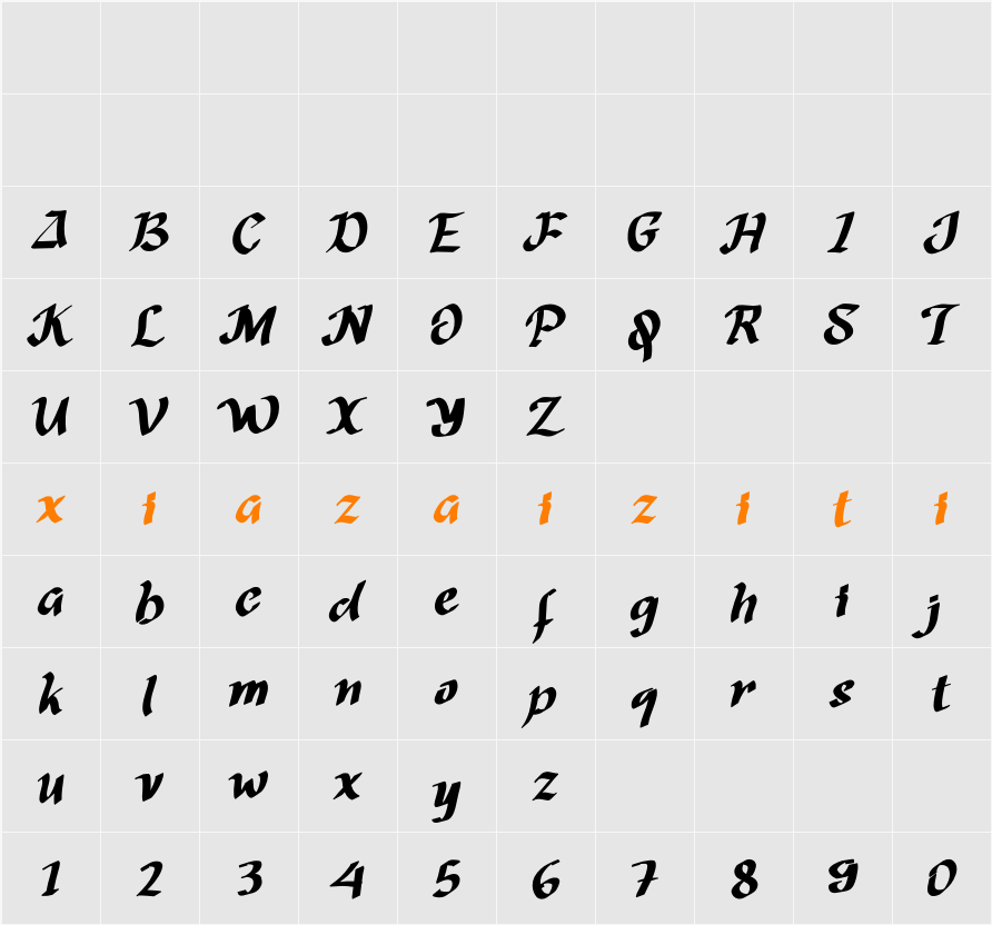 July Patriotic Demo 字符映射表