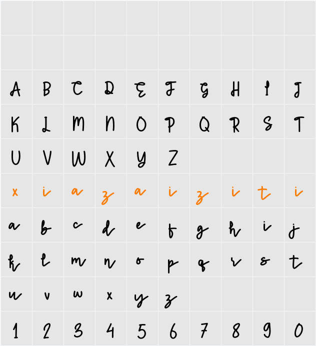 Liquid Emerald 字符映射表