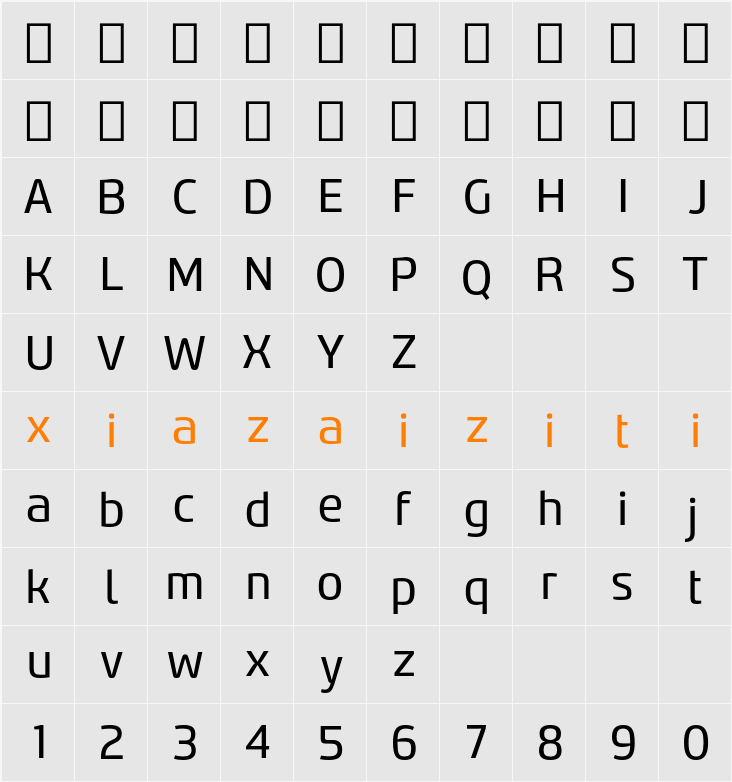 Gltp Starion 字符映射表