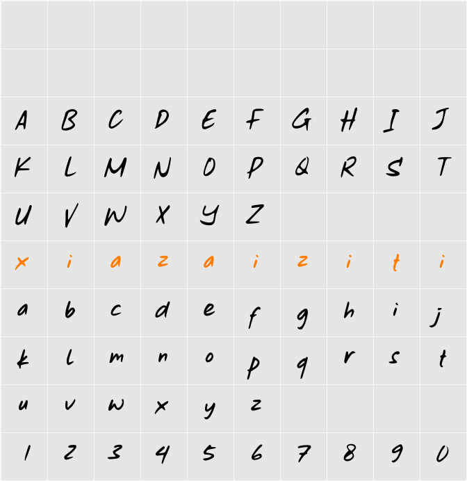 Great Journal Three Slant 字符映射表