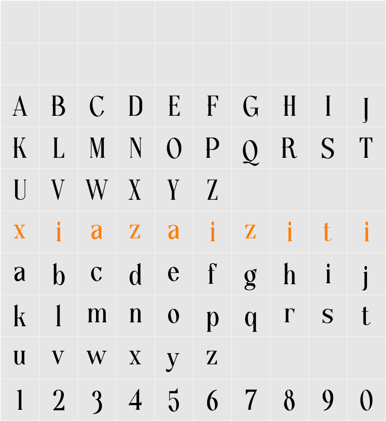 Lettertype DEMO 字符映射表