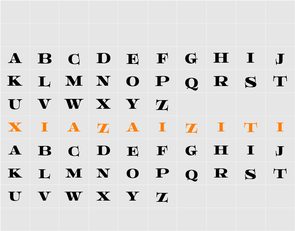 Higery Demo 字符映射表