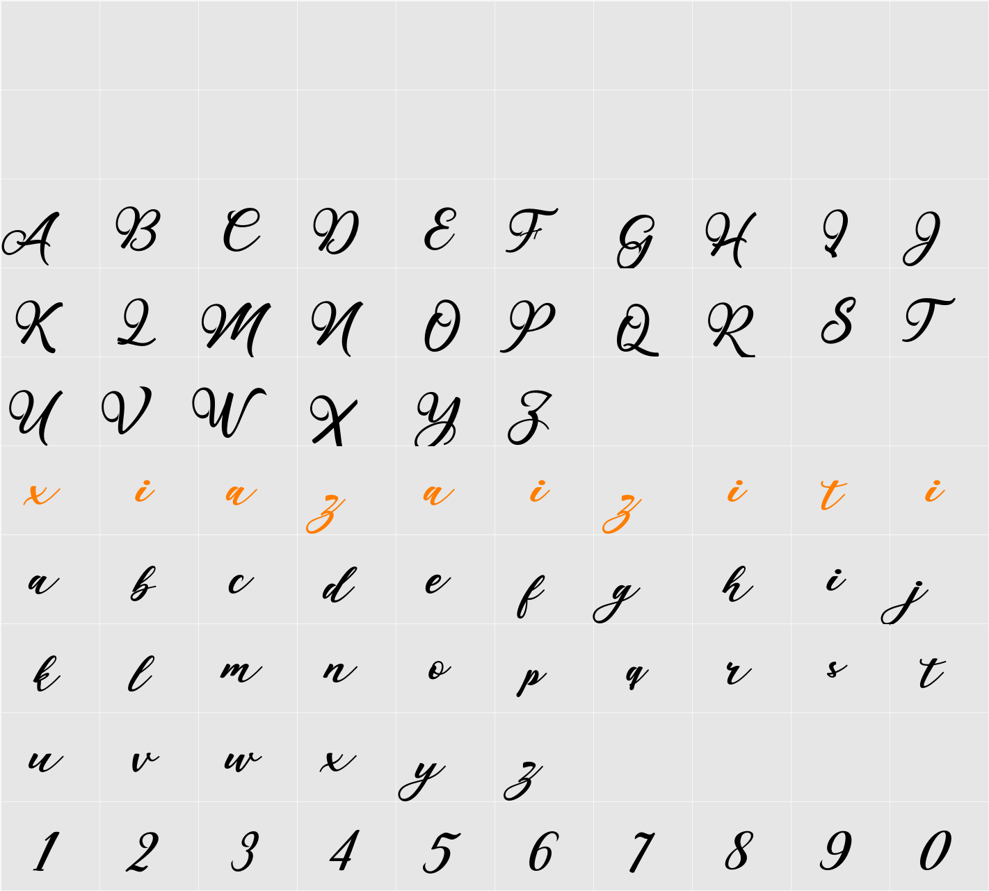 Maulie Script 字符映射表